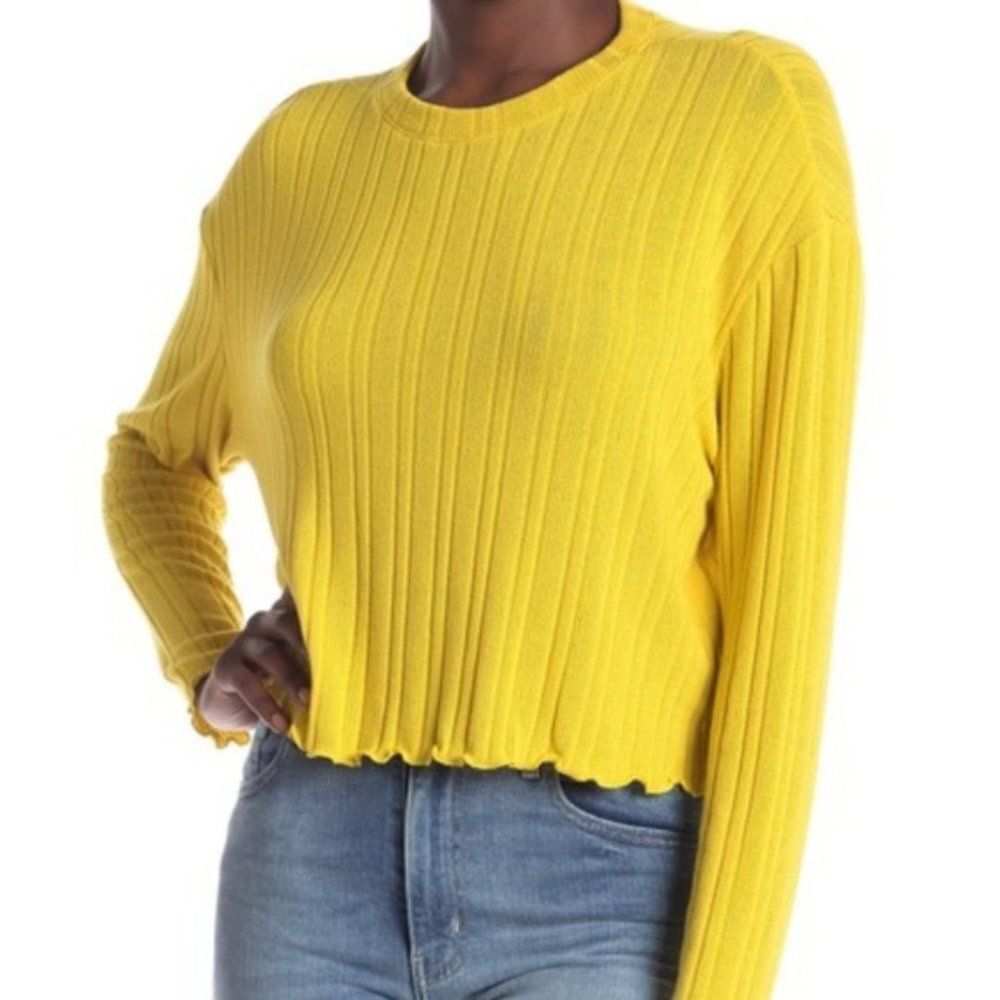 Abound Lettuce Edge Pullover Yellow Sweater Size M